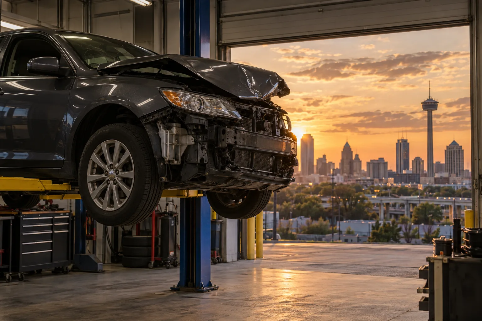 Collision Repair being performed at Collision Pros of San Antonio in San Antonio, TX